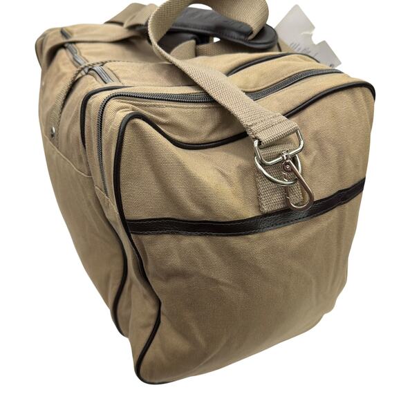 Calvin Klein Tan Canvas Travel Duffle Bag with Black Trim Gift With Purchase - Picture 4 of 13